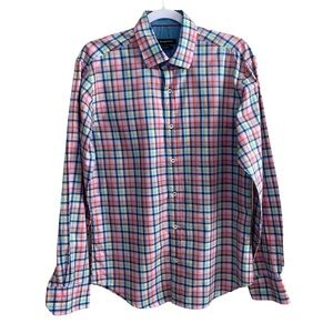 Bugatchi - Shaped Fit Pastel Check Button Down - M